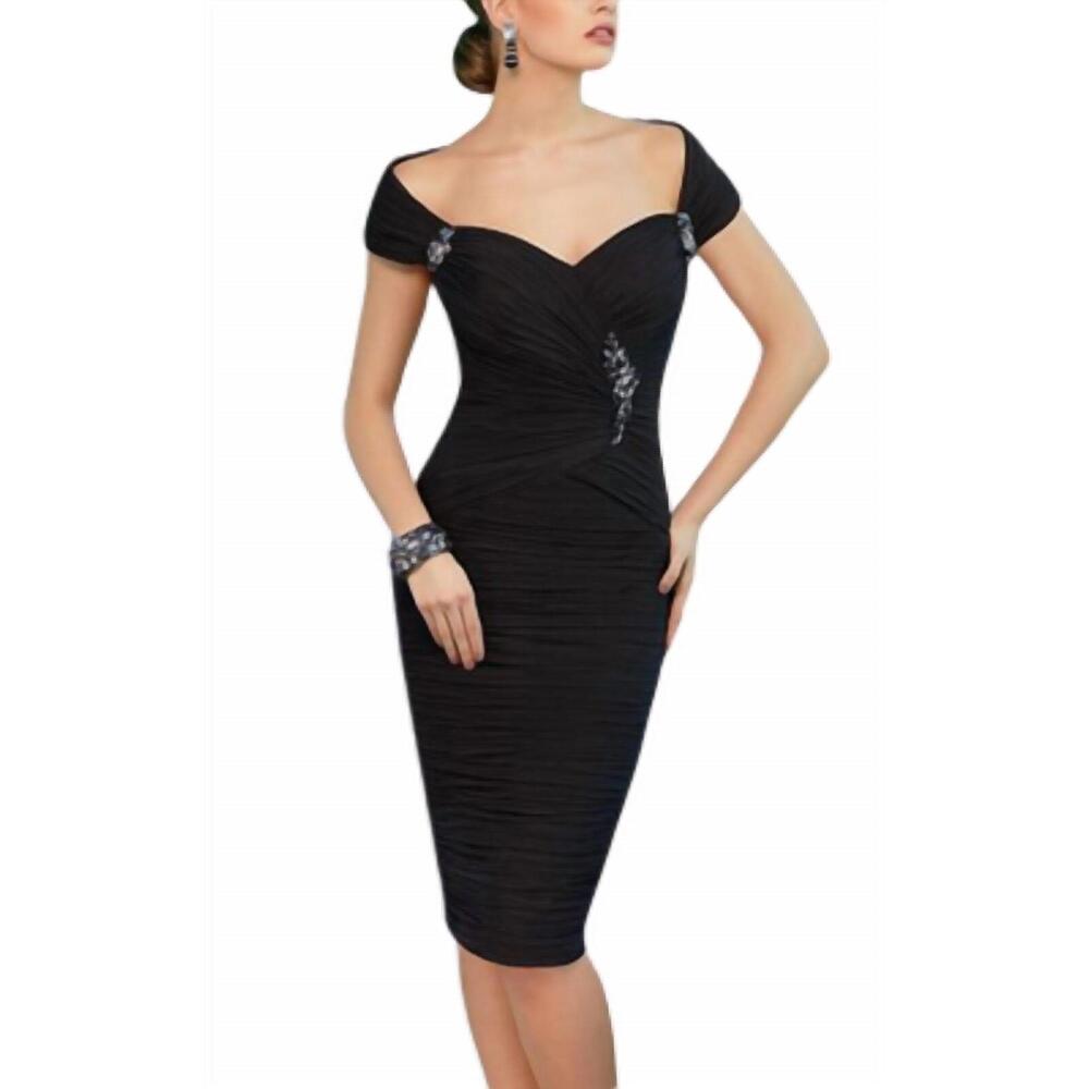 NEW VM COLLECTION ruched cocktail dress in black